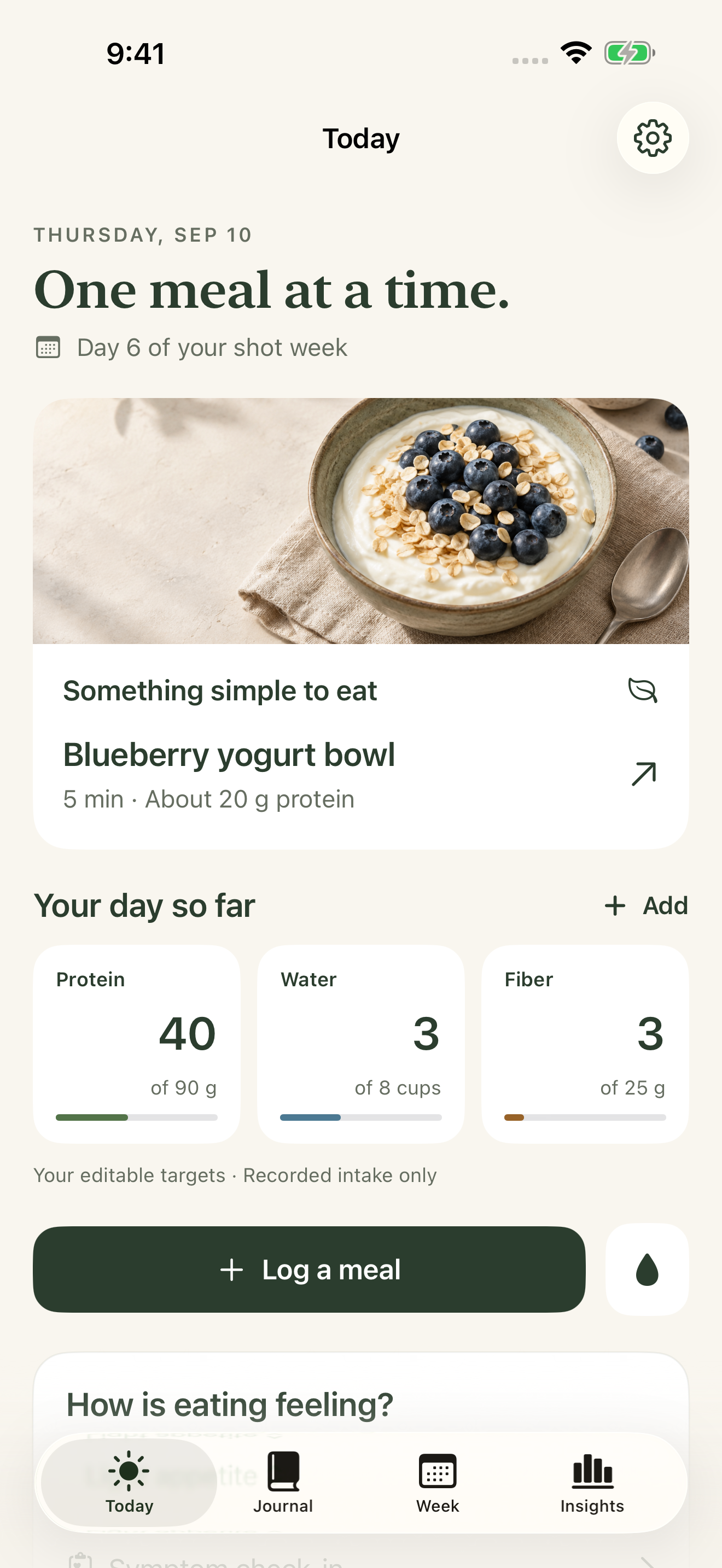DosePlate version 1.1 preview: today's meal idea and editable daily tracking targets